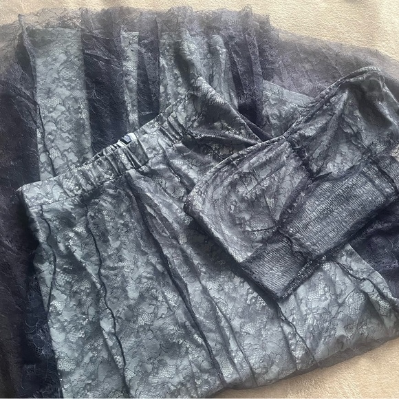 NWOT Free People Shape of You Lace Strapless Tube Top Midi Skirt Set Navy Combo - Picture 4 of 6